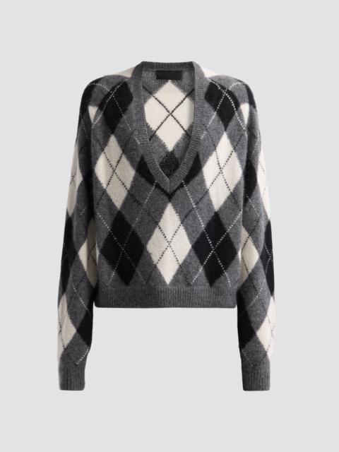 NILI LOTAN Women's Feron Argyle Cashmere-Silk Sweater - Charcoal Argyle