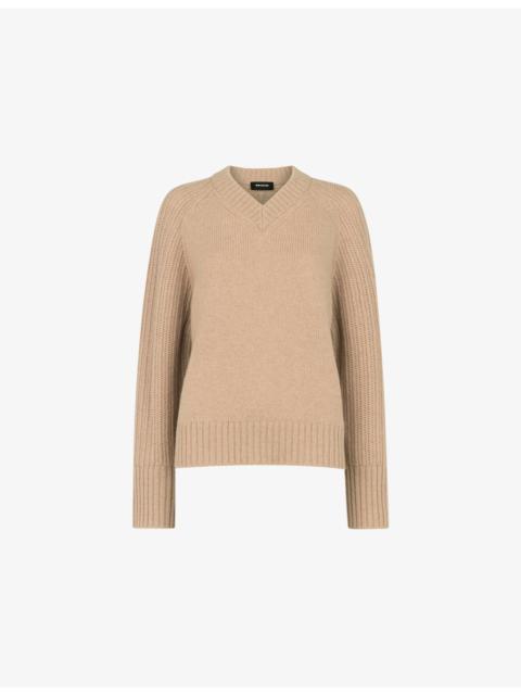 WHISTLES V-Neck Knitted Wool Jumper