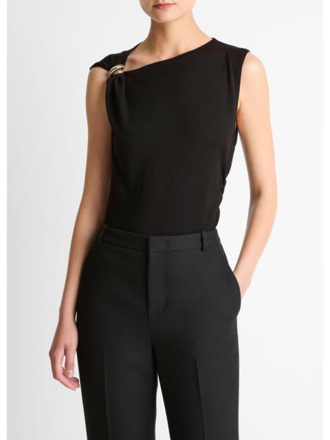 Vince Cinched-Shoulder Wool-Blend Top