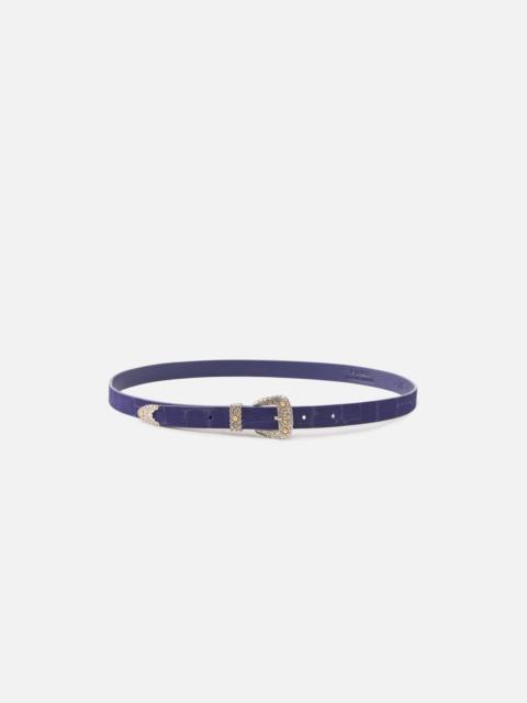 PINKO CROCODILE-PRINT LEATHER BELT WITH TEXAN BUCKLE, 1.7 CM