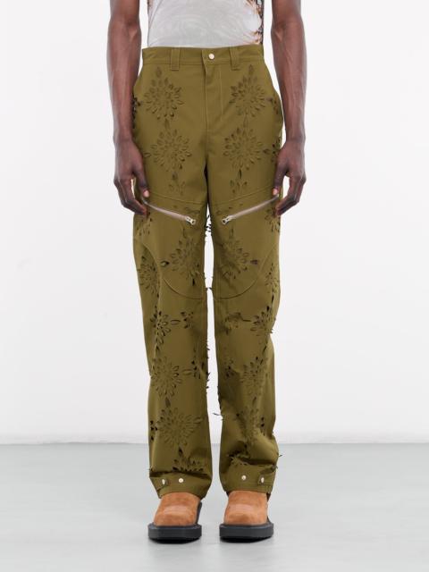 JUNTAE KIM Laser-Slashed Flower Trousers
