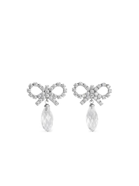 self-portrait bow crystal-embellishment earrings
