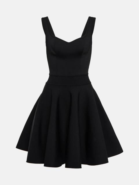 Alaïa Sweetheart-neck wool-blend minidress