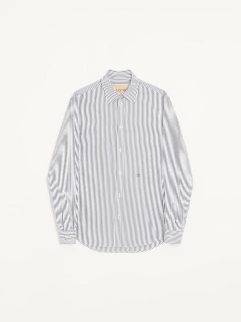 Valentino VALENTINO COTTON POPLIN SHIRT WITH STRIPED VLOGO EMBROIDERY
