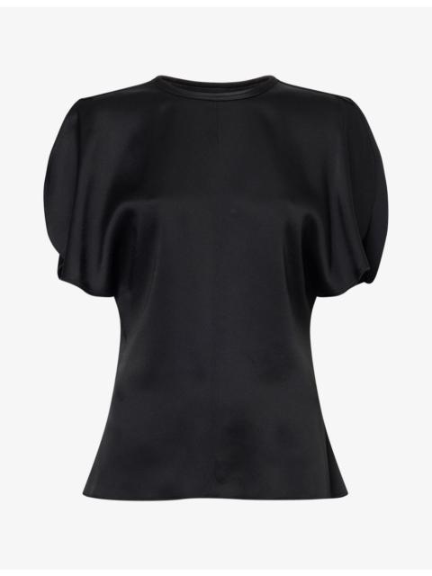 Victoria Beckham Bela Open Cap-Sleeves Satin Top