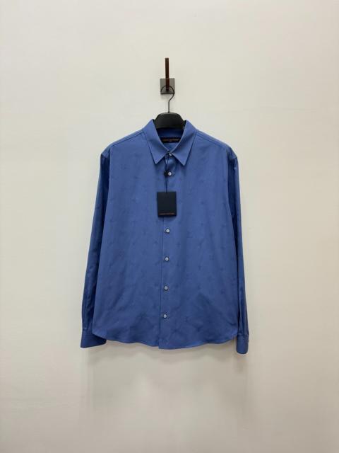 Louis Vuitton Louis Vuitton FW26 Blue Monogram Embroidered Long Sleeve Shirt