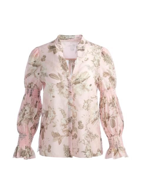 Alice + Olivia ILAN SMOCKED BLOUSE