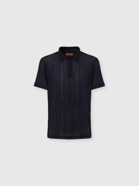 Missoni Viscose and cotton polo shirt with Greek key motif