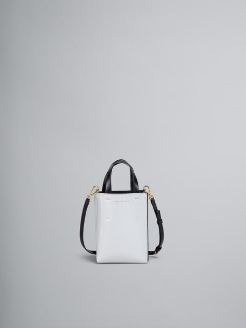 MUSEO NANO BAG IN WHITE AND BLACK LEATHER