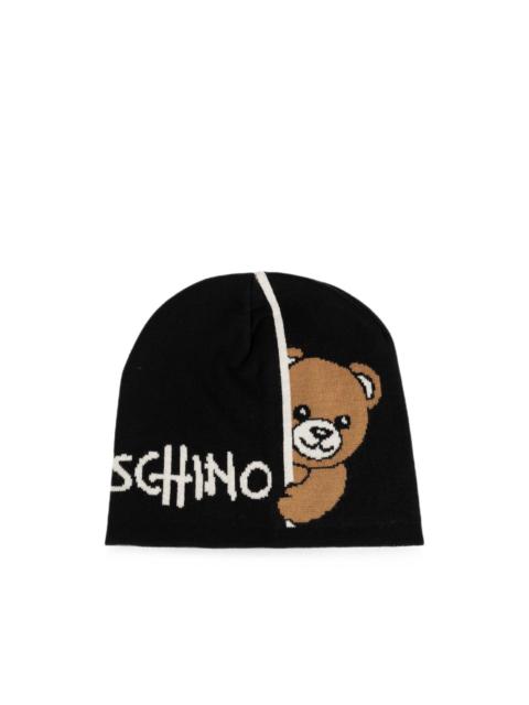 Moschino Teddy Bear logo beanie hat
