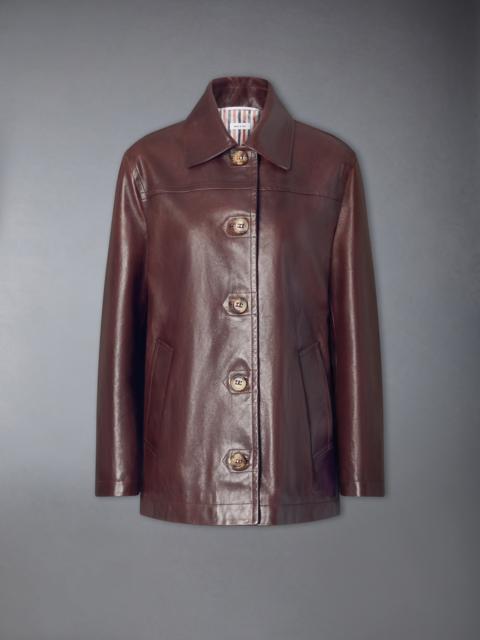 Thom Browne LEATHER DOCKSIDE COAT