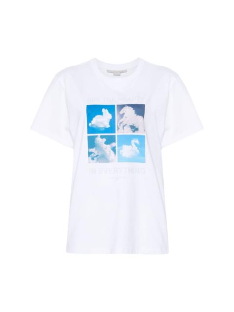 cloud-print cotton T-shirt