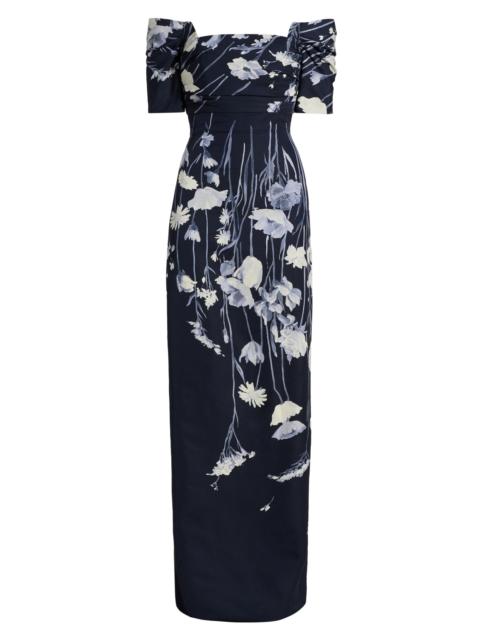 LELA ROSE Women's Floral Faille Off-The-Shoulder Gown - Navy Multi