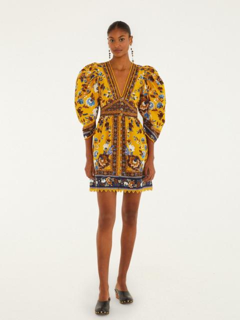 Yellow Flowering Garden Tree Mini Dress