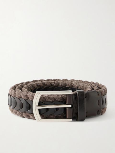 Brunello Cucinelli 3cm Leather-Trimmed Braided Cotton and Linen-Blend Belt