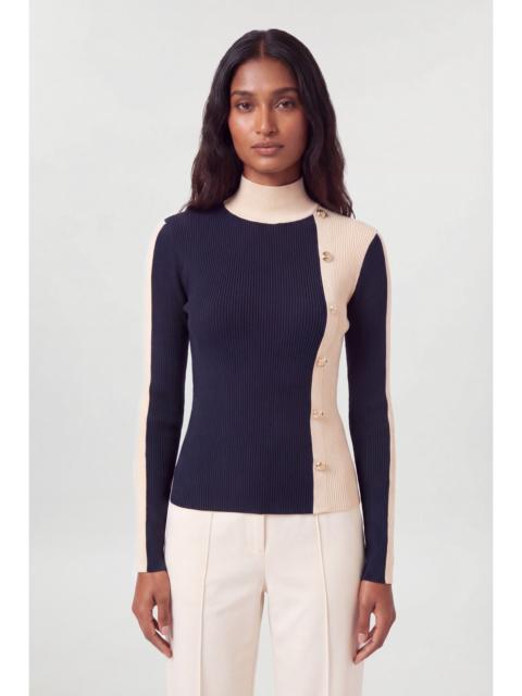 KAREN MILLEN Knit Rib With Contrast Detail Top