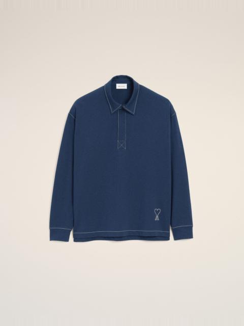 AMI Paris BLUE COTTON LONG SLEEVES AMI DE COEUR POLO