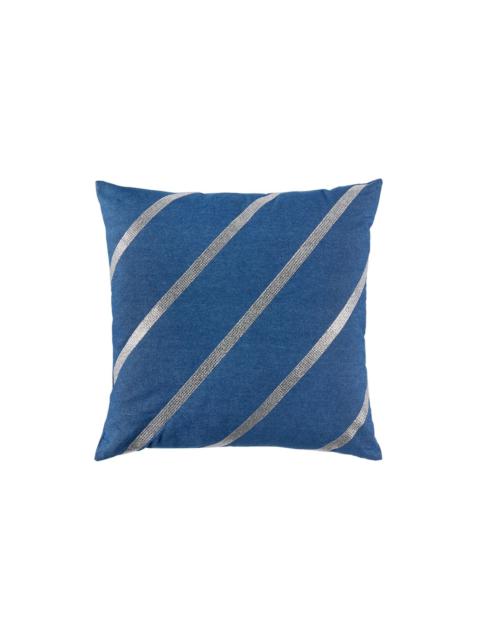 Blue Diagonal Rhinestone Cushion