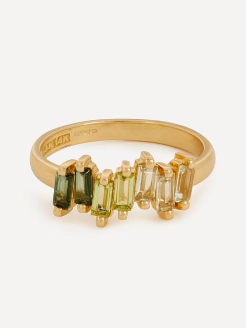 SUZANNE KALAN 14ct Gold Firework Green Mix Half Band Ring