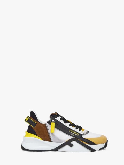 FENDI Yellow nylon and suede low-tops