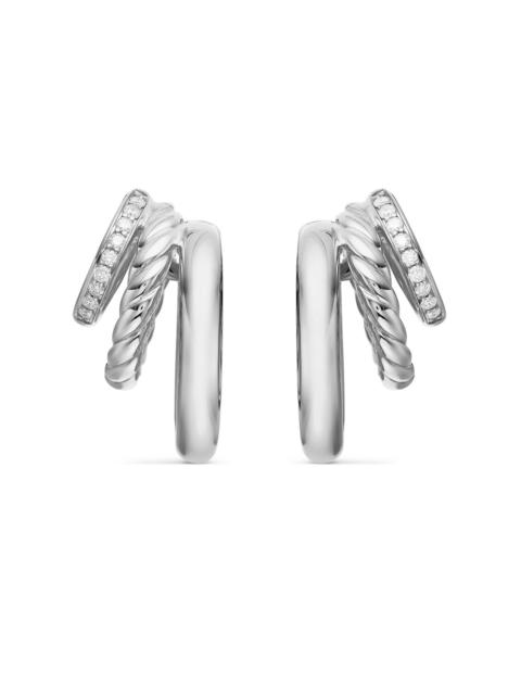 DAVID YURMAN Women's DY Mercer Three Row Hoop Earrings in Sterling Silver with Diamonds, 21MM - Diamond