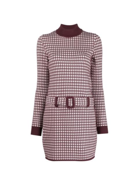 contrasting-border patterned knitted dress