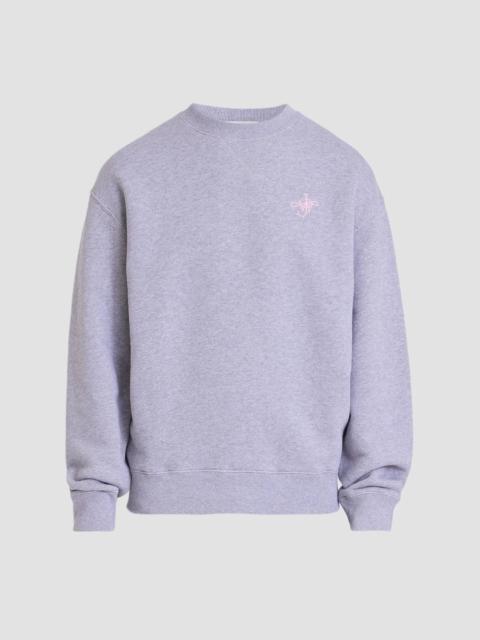 JW Anderson Men's Ribbon Anchor Cotton Crewneck Sweatshirt - Medium Grey Melange