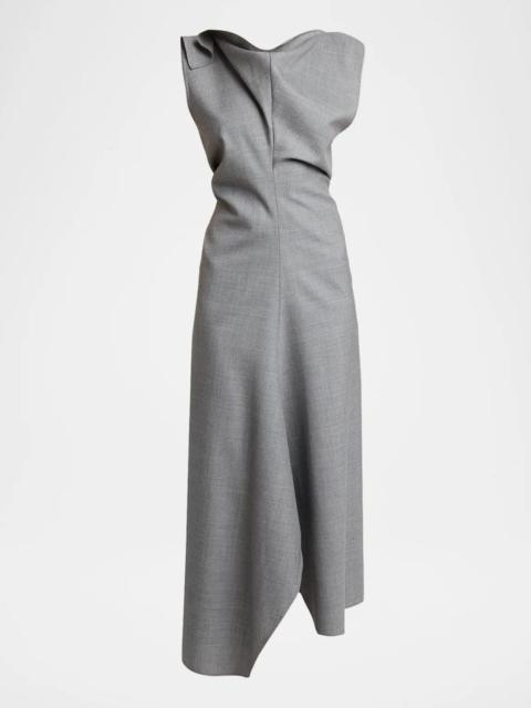 Victoria Beckham Draped Virgin Wool Midi Dress