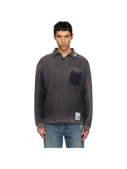Maison MIHARAYASUHIRO Black Sun Faded Long Sleeve Polo