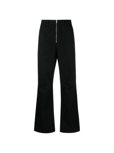 zip-up cotton loose-fit trousers