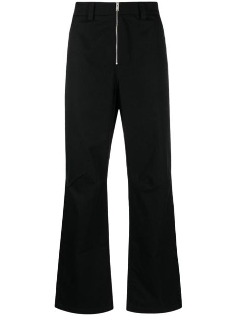 zip-up cotton loose-fit trousers