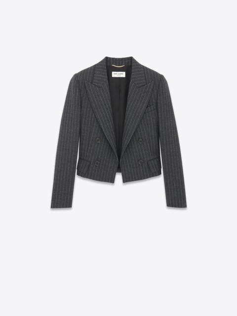 SAINT LAURENT cropped jacket in rive gauche striped flannel