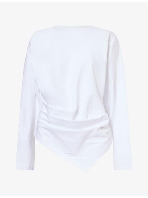 GANNI Draped Stretch-Cotton Top