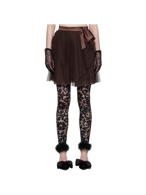 Valentino Brown Pleated Midi Skirt