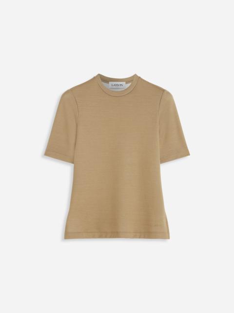 Lanvin FITTED OPEN NECK SHORT SLEEVE TOP  IN WOOL AND SILK