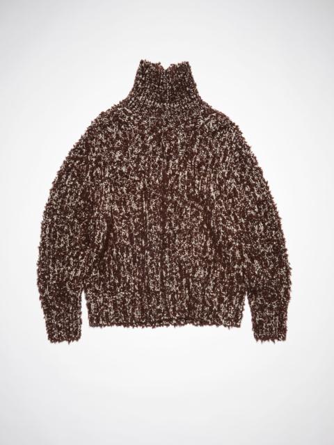 High neck tufted wool jumper - Chocolate brown