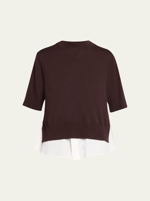 sacai Peek-A-Boo Shirttail Short-Sleeve Sweater