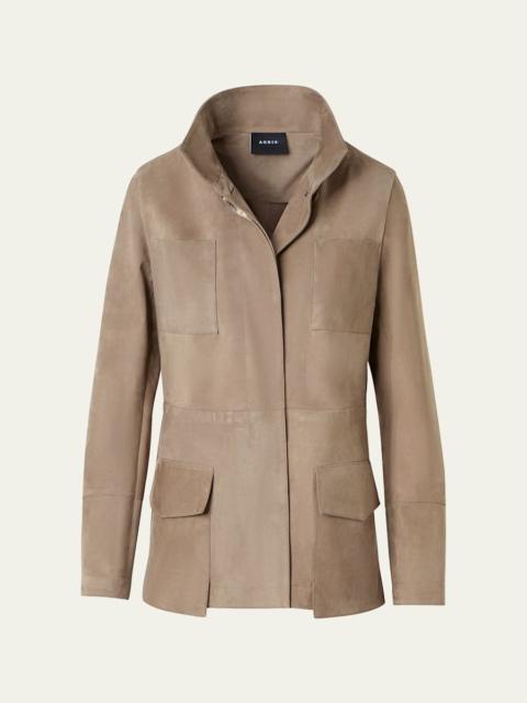 AKRIS Chianti Suede Utility Jacket