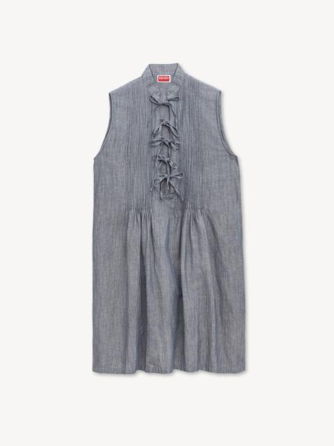 KENZO Short dress in washed mixed linen denim