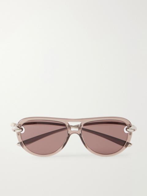 Bottega Veneta New Knot aviator-style silver-tone injected sunglasses Brown