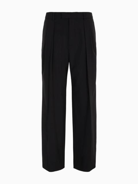 EMPORIO ARMANI Virgin-wool two-way stretch canvas trousers with darts
