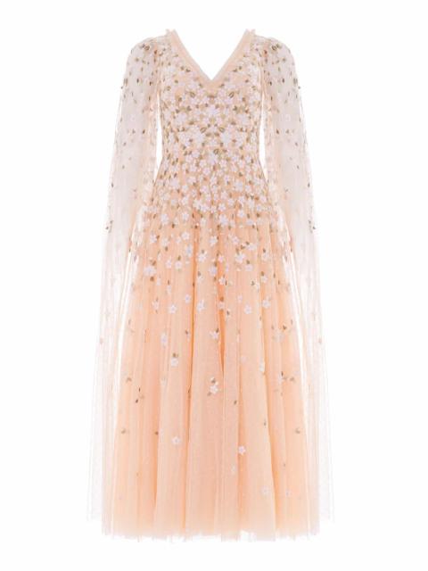 Needle & Thread Camellia Ditsy Cape Sleeve Ankle Gown