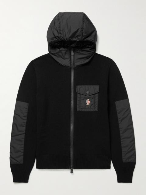 Moncler Grenoble Logo-Appliquéd Shell-Trimmed Wool-Blend Zip-Up Hoodie