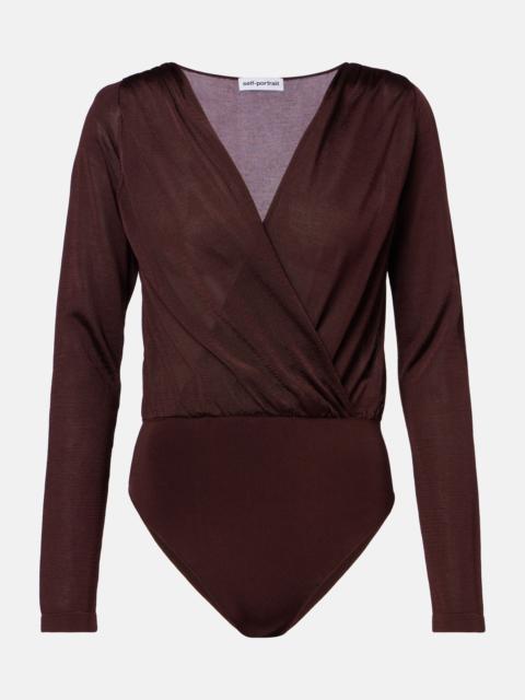 self-portrait Draped knitted bodysuit