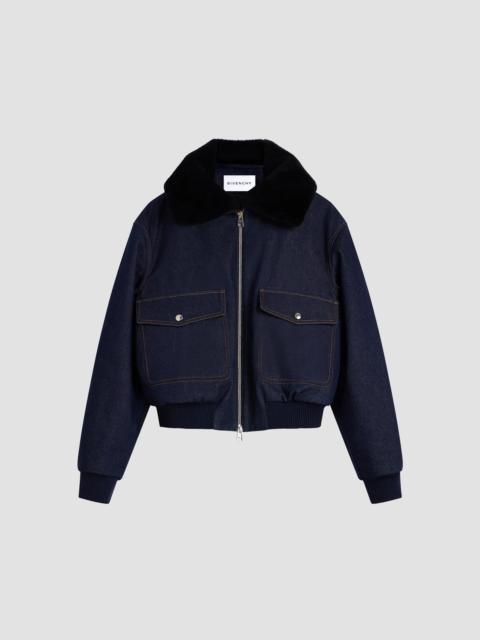 Givenchy Women's Shearling Collar Denim Blouson - Dark Blue