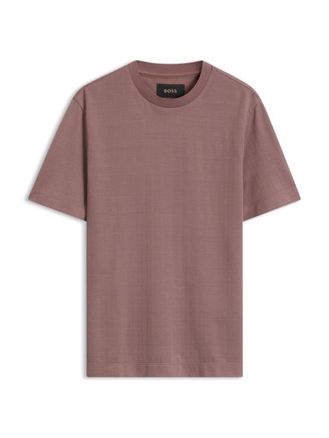 BOSS WINDOWPANE-CHECK T-SHIRT IN A COTTON-AND-SILK BLEND