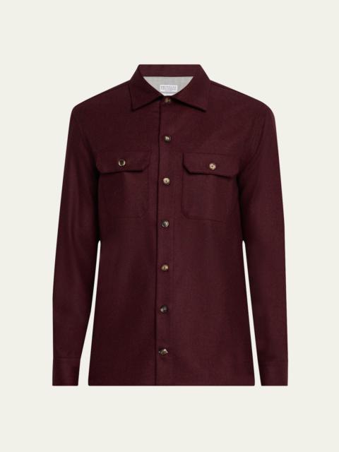 Brunello Cucinelli Men's Carded Flannel Overshirt