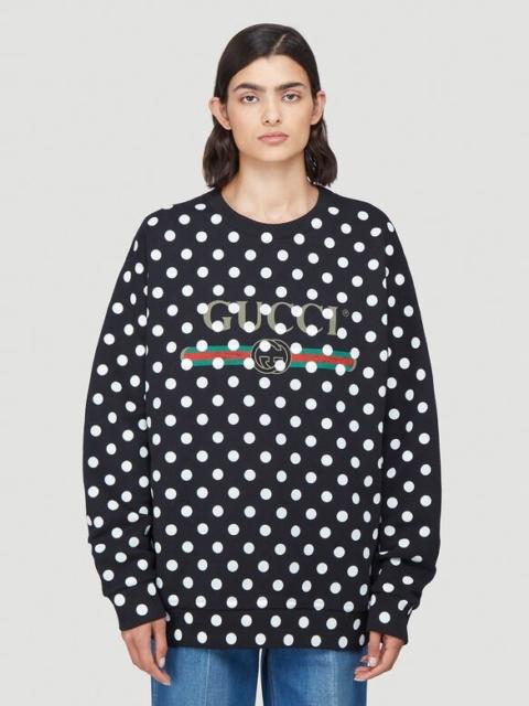 GUCCI Polka-Dot Logo-Print Sweatshirt