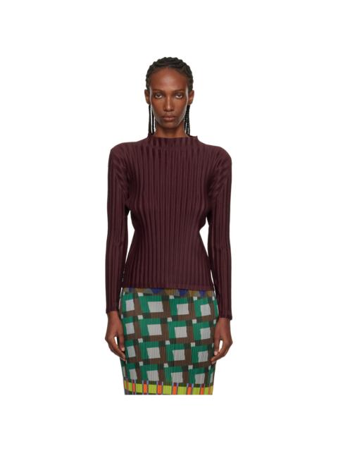 Pleats Please Issey Miyake Burgundy Rib Pleats January Top