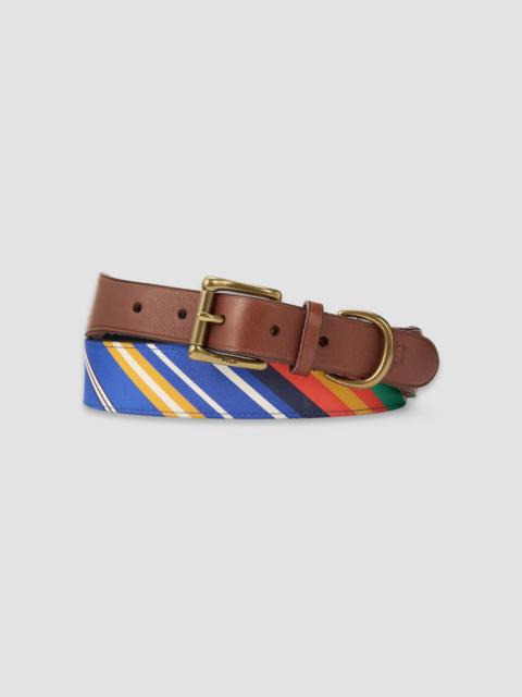 Polo Ralph Lauren Men's Leather-Trim Striped Jacquard Belt - Multi Stripe